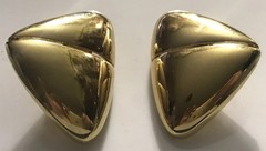 Quality Vintage Large 1 3/4” clip-on Earrings Gold Fortune Cookie