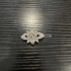 Vintage Silver Tone Rhinestone Hair Pin Beautiful Flower and Bow Shape