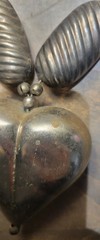 Vintage Puffed Heart Large Metal Necklace Unique
