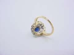 SALE–Antique Sapphire Diamond Halo Ring–Princess Diana