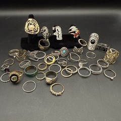 Vintage – Modern Lot Of 45 Costume Rings Assorted Sizes