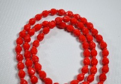 Vintage Handmade Glass Bead Necklace Small Round Red Faceted Beads 24.5″