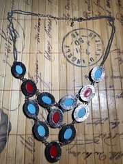 Necklace Womens Ladies Teal & Red Party Casual Nice Tribal Culture Look Pretty