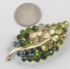 Lauren Conrad Leaf Brooch Pin Multi Color Glass Beads Gold Tone. #1488
