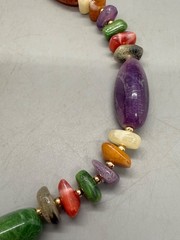 Vintage Beaded Nuggets Multicolor Agate Quartz Necklace