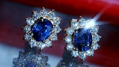 18k yellow gold earrings 1.2ct natural, treated sapphire dia stud 3.03gr N3713