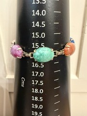 Vintage Link Bracelet Multicolor Stones Prong Set Open Back Small