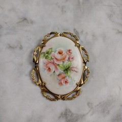 Vintage Jjj 1/20 12kgf Gold Filled Flower Cameo Brooch Pin