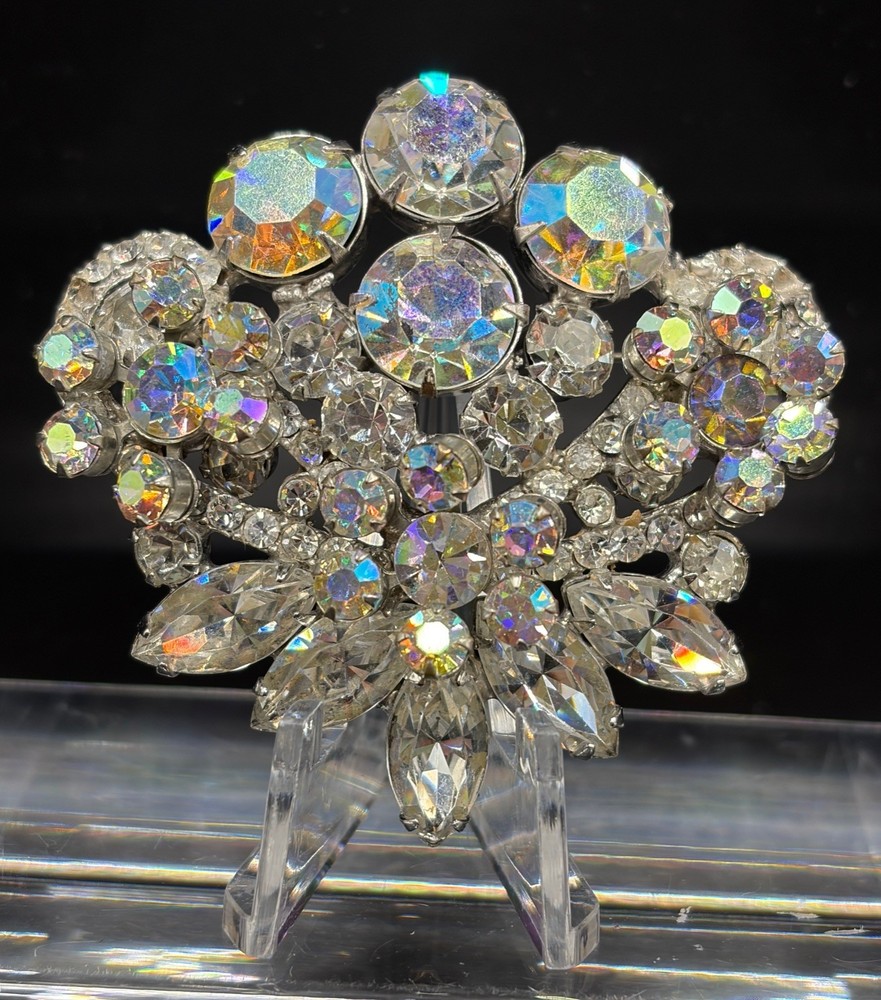 Juliana Brooch Vintage DeLizza & Elster Large Size Aurora Borealis Rhinestone