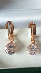 Vintage 1990-s 14 Ct Rolled Gold Zircons Earrings-Hallmarked 585 RG