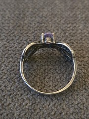 Vintage Sterling Silver Ring Light Purple Colored CZ Stone Sz 5 Estate Jewelry