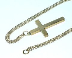 Mid Victorian English Cut & Applied 10K Rose & Green Gold Top Cross~HFB Co Chain