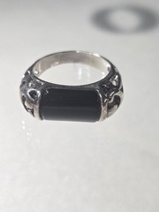 Vintage Black Onyx Ring Palladium Size 6.5