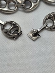 Italian Etruscan Revival 800 Silver Fob Charm Bracelet Size 7.5″ 28.6gr Lapis