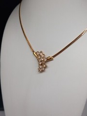 Avon 1970s Gold Tone Clear Crystals Cascade Design Necklace And Earring set
