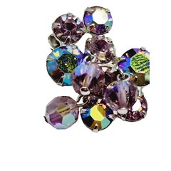 Vintage Signed Weiss Lilac AB Rhinestone Crystal Earrings (A836)