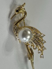 Crystal Rhinestone Owl Flamingo Brooch Pin Glass Vintage LOT Bird Peacock Clear