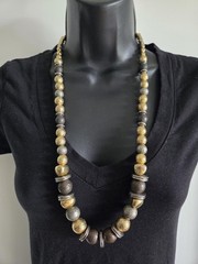 Vintage Y2K Chunky Mixed Metal Statement Necklace | 26″ Geometric Bicone Bead