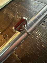 Vintage Sterling Silver Ring Ruby Red Emerald Cut Statement Size 4 Pinky
