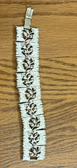 LISNER 7″ Silver Tone SEGMENTED Link BRACELET Brushed & Polished Leaf Vine BARK