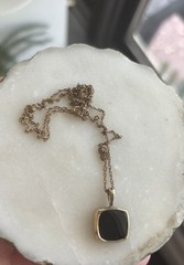 Vintage 1/20 14k Gold Filled 21” Chain With Black Oynx Pendant 3.1g Necklace