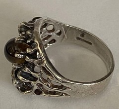 Vintage Men’s Sterling Silver Brutalist Tigers Eye Ring Modern Design Sz. 9.5″