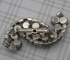 Vintage Smoky Gray Rhinestone Silver Tone Swag Pin Brooch