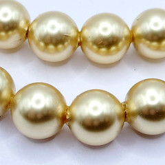 Double Strand 1950s Pearly Light Gold Color Beaded Choker Vtg Necklace 15 Inch