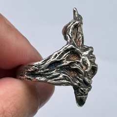 Vintage Cameo Native American Figure Silver Dimensional Ring Size 9.75