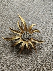 Vintage Signed Jomaz Joseph Mazer Rhinestone Chrisanthemum Brooch Pin
