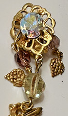 Kirks Folly Gold Tone Fairy Pixie Angel Grape Rhinestone Clip on Earrings
