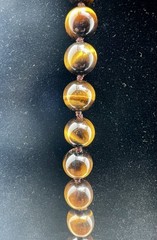VTG Estate Tiger’s Eye Hand-Knotted Necklace Gemstone Beads Barrel Hook Clasp