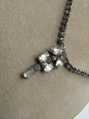 Vintage Clear Baguette tear Rhinestone Statement Necklace Elegant Art Deco-15″