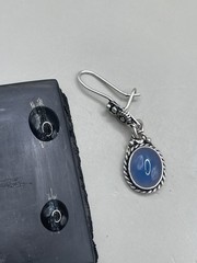 Vintage Sancak Silver 925 Turkey Blue Stone Pierced Hook 1.4” Dangle Earrings