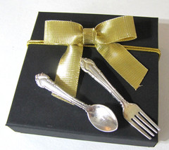 Vintage Sterling Silver Spoon Fork Brooch Pin Set Washington DC Souvenir 2.5″ SB