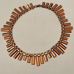 Vtg Renoir Copper Brutalist Fringe Collar Necklace Mid Century Modern MCM 15.5″