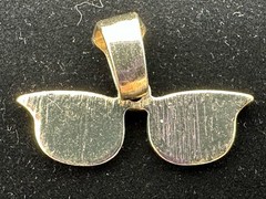Yellow Gold Plated Enamel Sunglasses Necklace Pendant Rhinestone