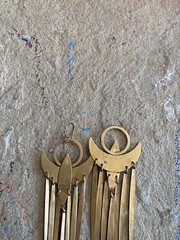 Vintage Brass Earrings Broken Tribal Statement Dangle Unstamped 3.5 Inches NG