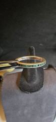Vintage Crown Trifari Sterling Pat. Pend Emerald Green Rhinestone Eternity Band