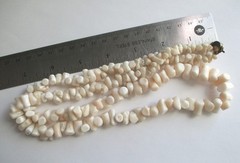 116g 30in VINTAGE ANGEL SKIN CORAL GRADUATED BRANCH BEAD NECKLACE SILVER CLASP
