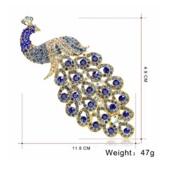 Vintage Style Peacock Bird Blue Rhinestone Crystal Cyan Bird Brooch Pin Pendant
