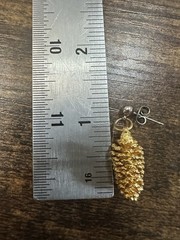 Vintage Yellow Gold Plated Pinecone Stud Drop Earrings Fast Free Shipping