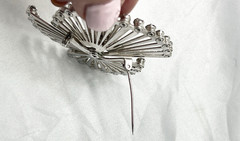 Vintage Coro Brooch/Pin Clip Earring SET AB Rhinestone Starburst Art Deco Atomic