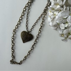 Vintage 90s Elegant Gold Heart Pendant Necklace