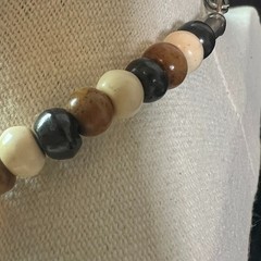 Vintage Bovine Bone & Horn Necklace 23″ Chunky Tribal Style Beads Neutral Earthy
