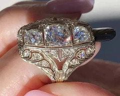 3Ct Art Deco Style Lab Created Diamond Wedding Engagement 14K White Gold FN Ring