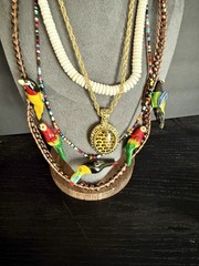 12 Item Lot Wood Bead Animal Print Boho Tribal Ethnic Jewelry Mixed Material