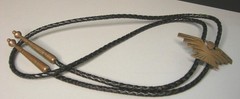 Vintage Southwestern Copper Thunderbird & Braided Leather Bolo Tie