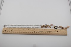 Sterling silver and gold over silver Y drop style necklace purple crystals 19″