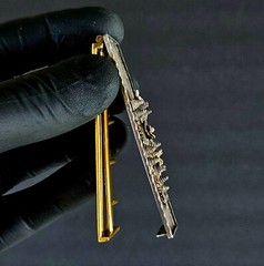 Antique Victorian 925Sterling Silver Filigree Gilt Brass Hair Slide Barette Clip